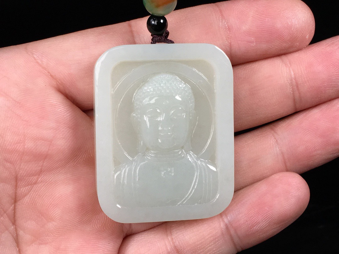 释迦牟尼佛和田玉玉牌挂件新疆白玉佛公吊坠男款 支持验货