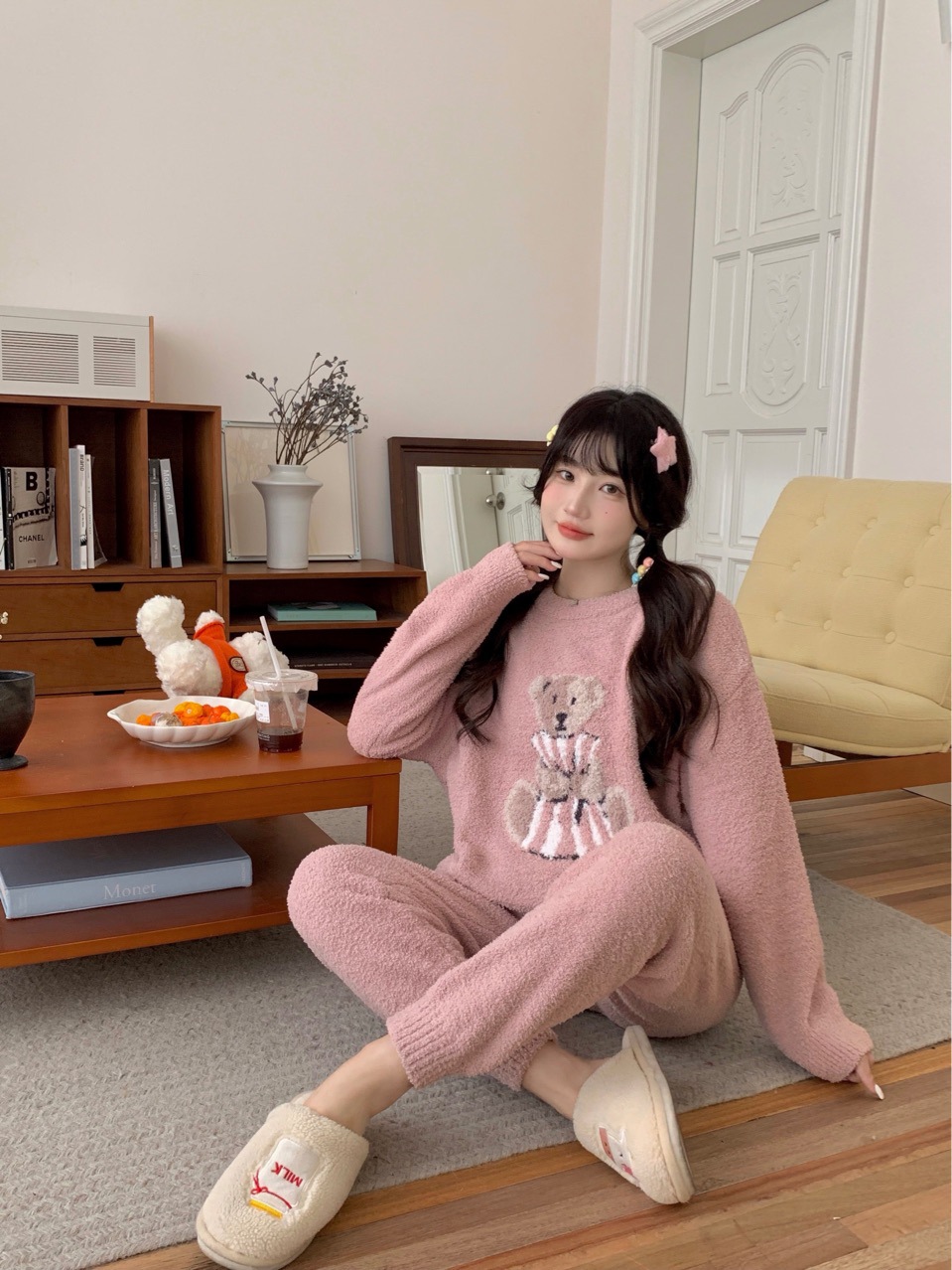 Autumn Winter Japanese Thick Cute Pillow Bear Soft Parent-Child Homewear Clothes Pajamas Suit Wholesale