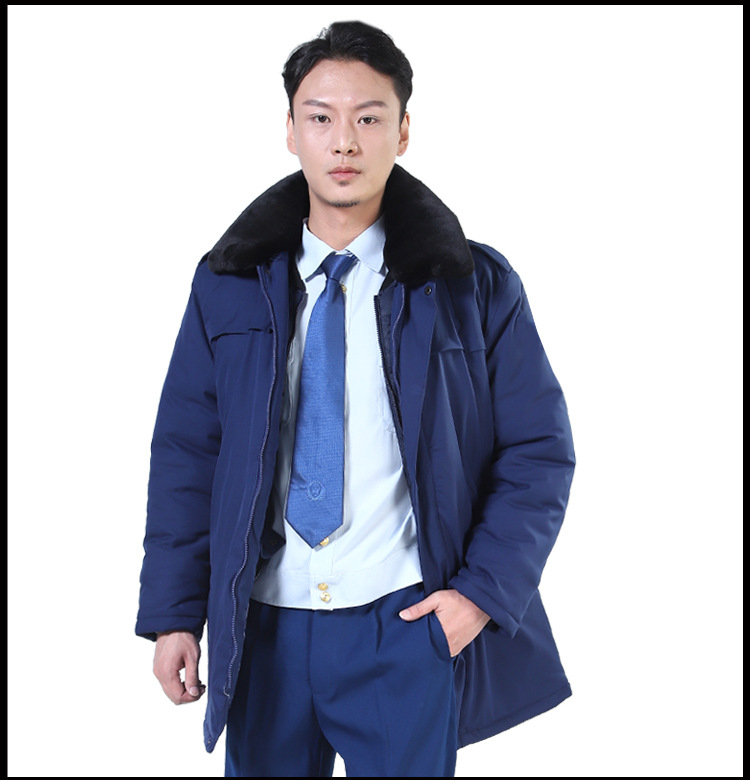新款消防蓝色备勤大衣国家队冬季加厚保暖防寒专职备勤服棉大衣