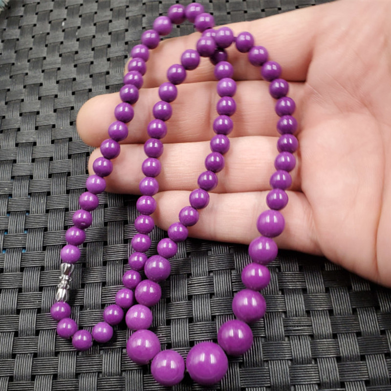 饰品项链紫云母圆珠项链坠紫色圆珠项链坠塔形项链锁骨项链-阿里巴巴