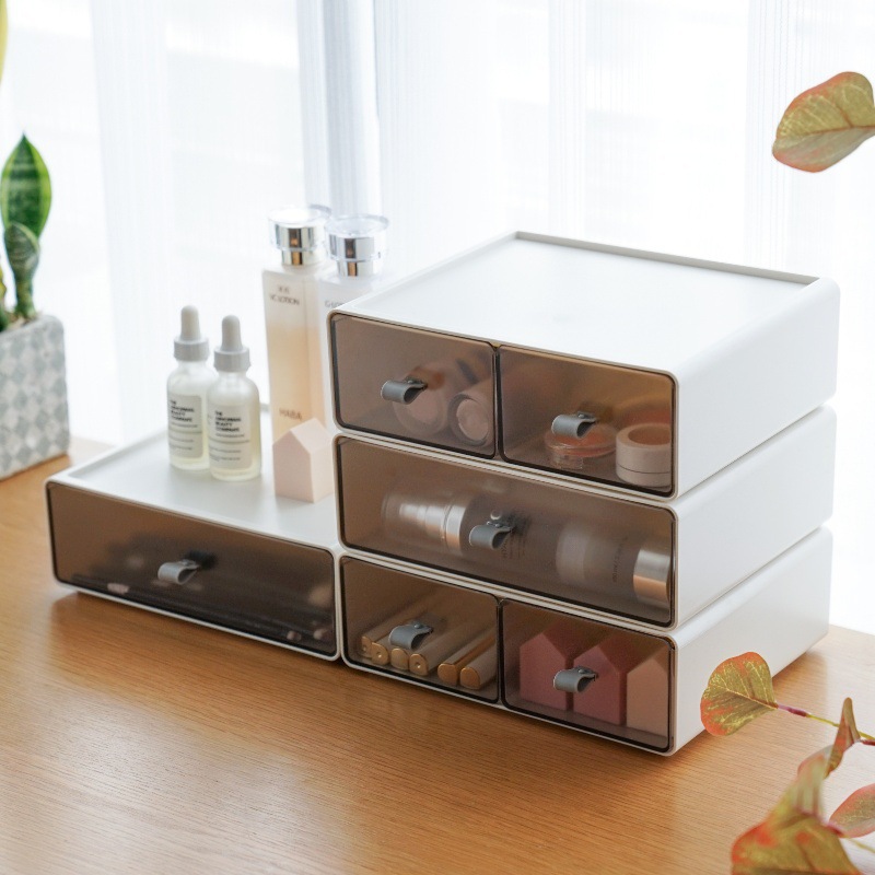 Office Transparent Drawer Desktop Storage Box Cosmetics Desk Stationery Storage Cabinet One Generation