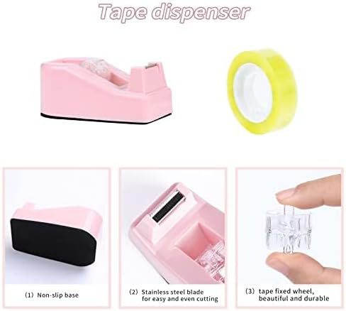 Cross-Border Pink Office Supplies Accessories Combination Labor-Saving Stapler Nail Puller Index Sticker Paper Clip Scissors Set