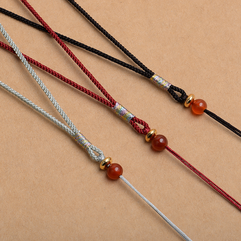 细款手工编织彩金曼波挂绳 玛瑙吊坠绳男女玉佩挂脖可调节项链绳