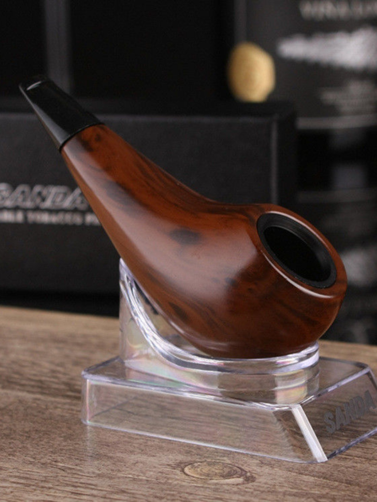 烟斗烟料丝盒正品三达102耐用胶木鸡腿斗小过滤黑色礼装跨境专供