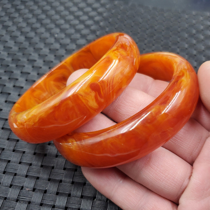 饰品手镯仿蜜蜡手链老蜜蜡手链橘色手链饰品手链大号手镯镯子