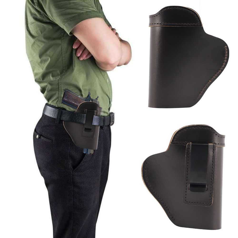 亚马逊户外牛皮枪套腰挂隐藏式格洛克g17手枪套军迷隐形快拔枪套