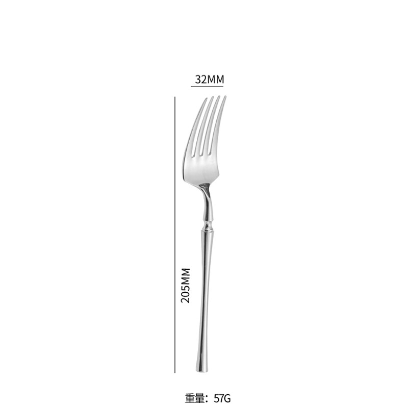 Small Waist 304 Stainless Steel Western Food/Steak Knife and Fork Tableware Bright Mirror Hotel European Western Restaurant Knife, Fork and Spoon