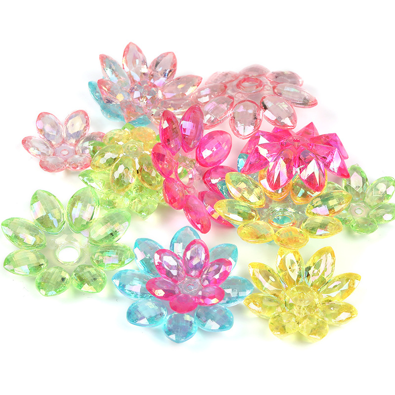 Plating Color Acrylic Lotus Receptacle Single Hole Eight Petal Flower Beaded Loose Beads Accessories DIY Handmade Flowers Material Package Wholesale