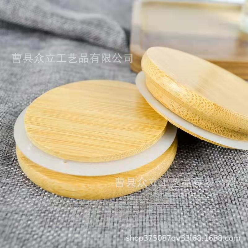 Bamboo and Wood Cup Lid Bottle Cap Manufacturers Produce Various Sizes of Tea Cans Storage Cans Bamboo Wood Cover Seasoning Containers Wooden Lid