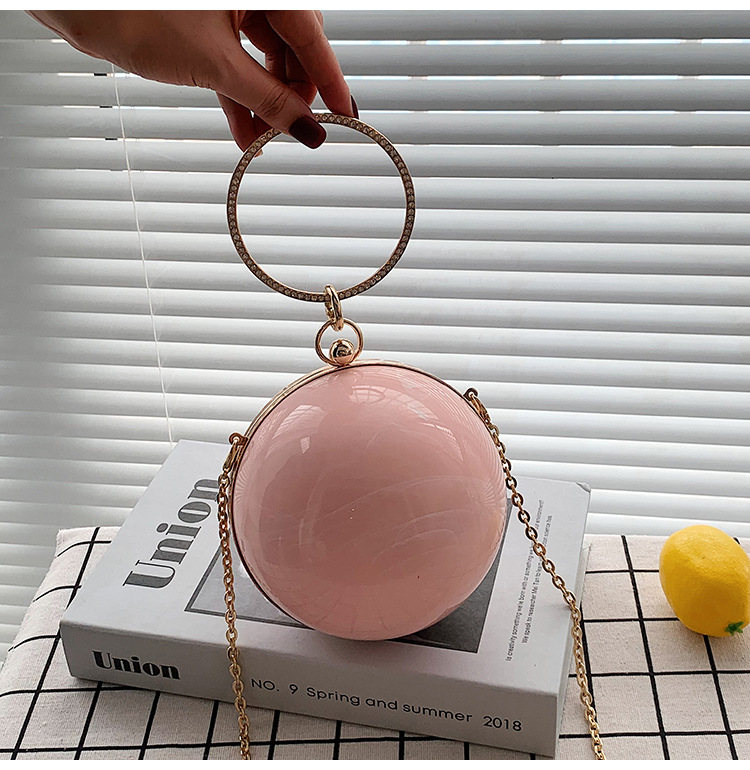 2021个性设计潮手提包圆球包亚克力小香风迷你单肩斜跨链条女包夏