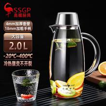 SSSGP凉水壶耐高温冷水壶凉水杯高硼硅玻璃壶家用白开水壶大容量