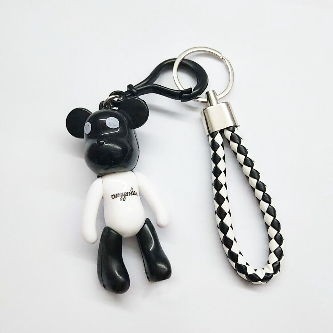 Creative Cartoon Violent Bear Keychain Lovely Bag Small Gift Little Bear Doll Pendant Braided Rope Key Gift