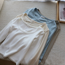 [比正]2023冬季新品 韩版女装百搭纯色大圆领羊绒修身打底衫9638