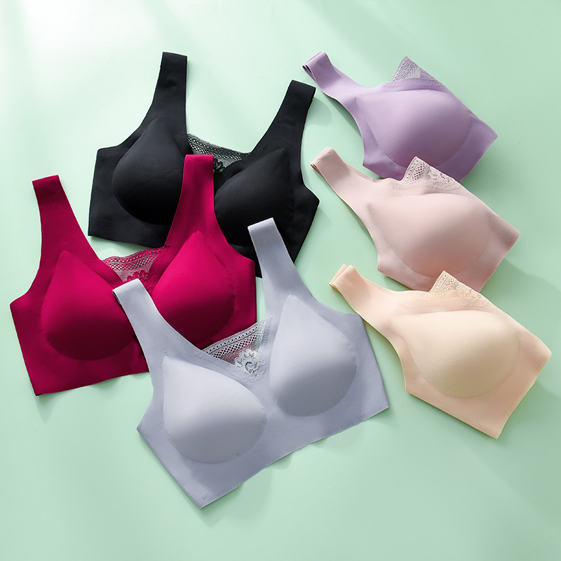无痕一体式冰丝美背裹胸裸感乳胶胸垫内衣女士性感聚拢抹胸女背心