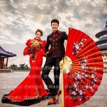 中国风复古婚纱摄影道具挂扇装饰扇工艺绢布大扇子影楼主题扇
