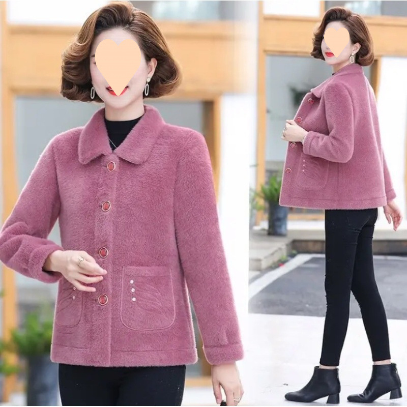 2025新款妈妈秋装羊羔毛外套洋气减龄中老年女秋冬新款休闲短上衣