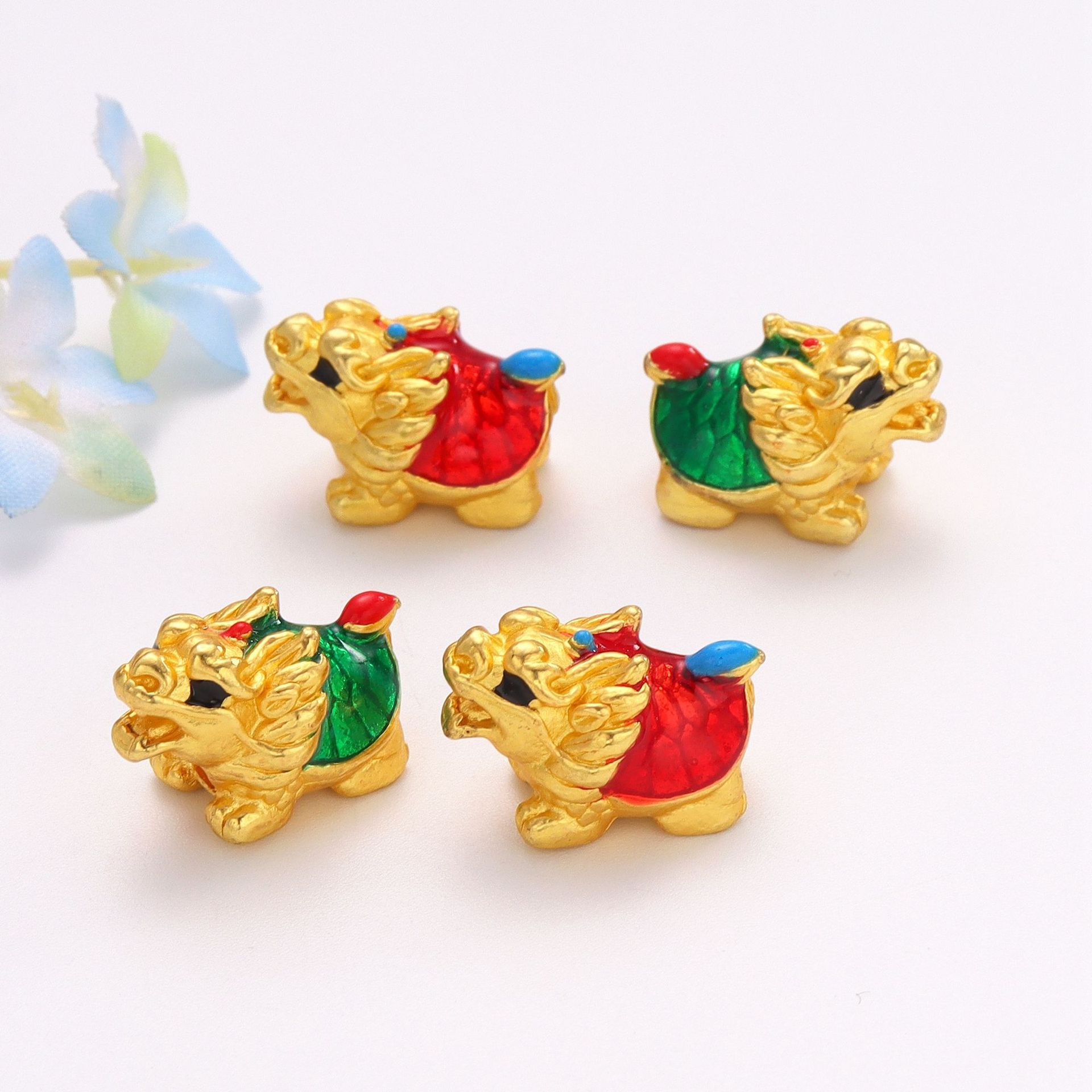 古法金烧蓝滴油长寿龟龙龟隔珠配珠diy手链项链编织串珠饰品配件