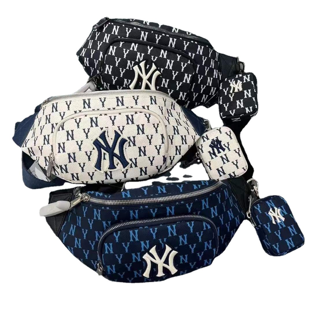 mlb新款提花腰包老花ny刺绣满标洋基队男女挎包运动时尚斜挎包潮
