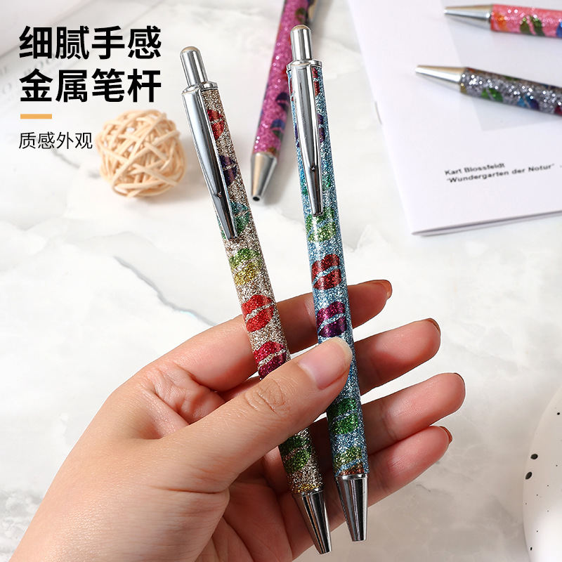 2023 Color New Prepuce Press Metal Ball Point Pen Lip Print Prepuce Ballpoint Pen Neutral Oil Pen