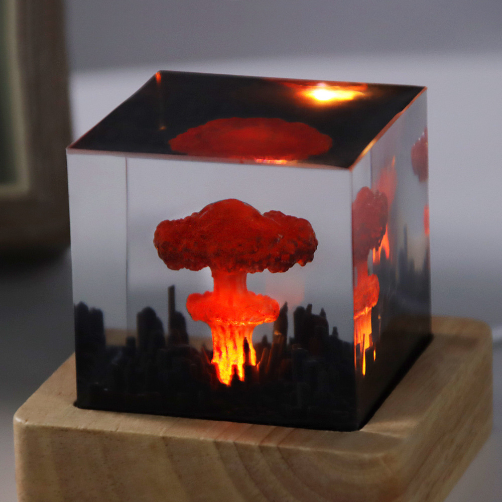Diy Handmade Resin Atomic Bomb Hydrogen Bomb Explosion Mushroom Cloud Night Light Decoration Night Light Gift Decoration