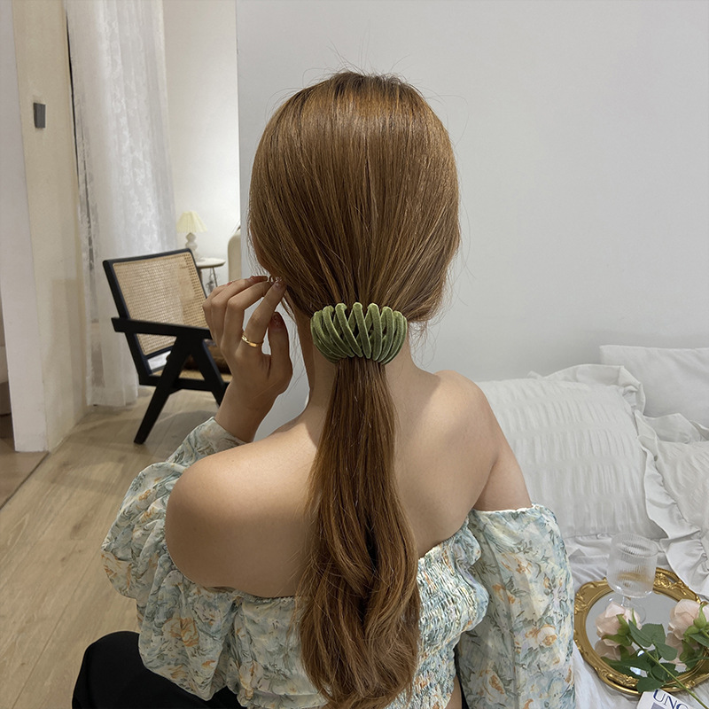 Korean Bun Bird's Nest Hair Band Candy Color Hair Clip Updo Hair Claw Hair Claw Clip Lazy Hair Claw Flocking Hair Clips Hair Accessories Ornament