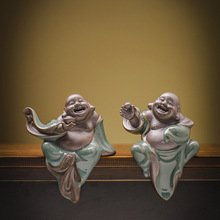 创意招财陶瓷弥勒佛人物大肚笑佛禅意客厅玄关中式家居佛像小摆件