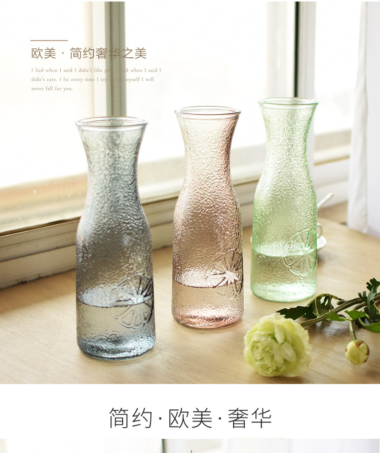 【萌巧匠】敞口果汁冷饮瓶1l凉白开冷水瓶创意造型餐饮家用玻璃瓶