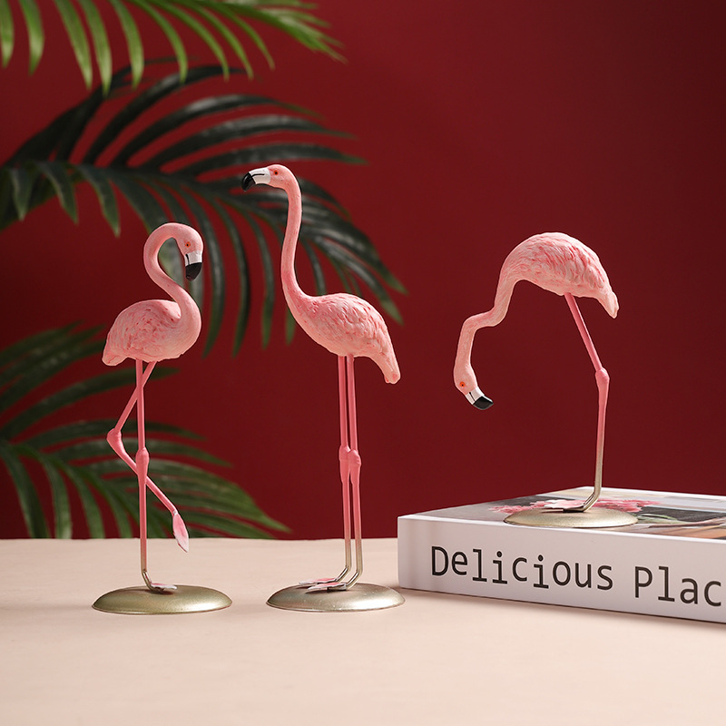 light luxury ins style flamingo desktop decoration pink home shop decoration decoration racket props resin crafts