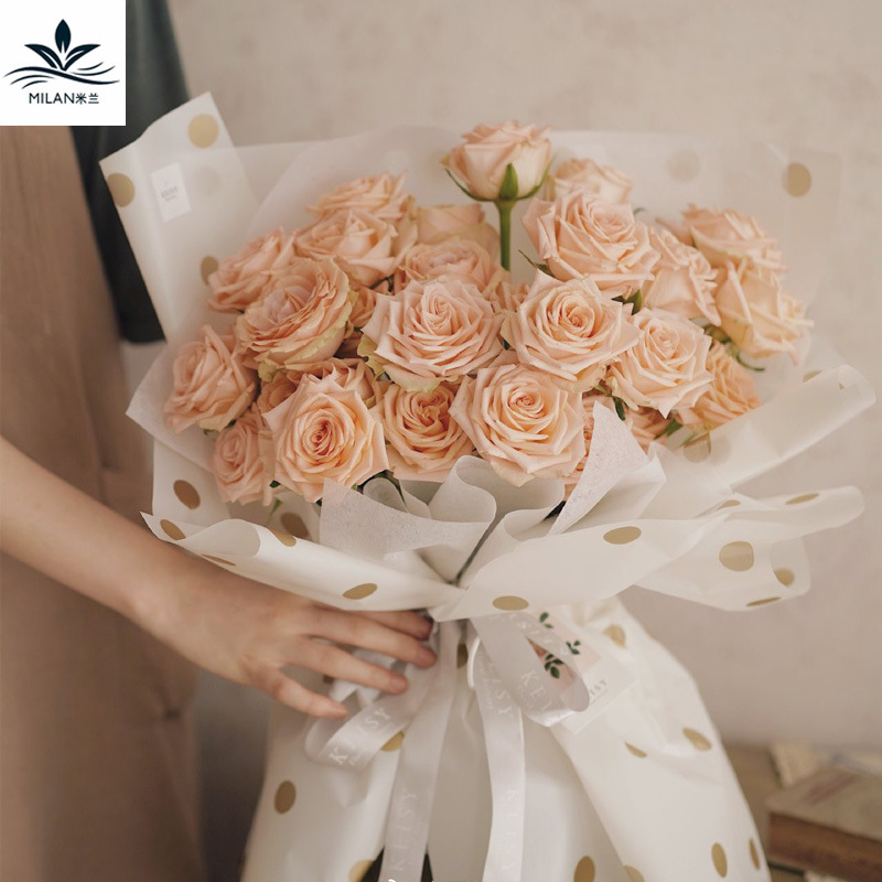 焦糖膜波点包花纸防水鲜花包装纸韩式花束包装材料雾面花艺包装纸