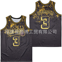 篮球服球衣刺绣艾弗森3#ALLEN IVERSON男运动训练背心上衣批发