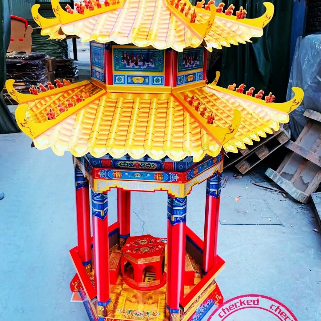 殡葬用品瓦楞纸新款六角大凉亭纸扎用品祭祀白事用品-阿里巴巴