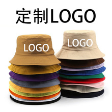 厂家定制刺绣logo渔夫帽纯色双面印字渔夫帽户外防晒遮阳太阳帽