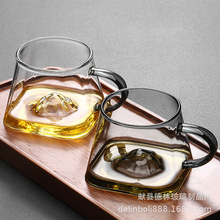 厂家批发高硼硅玻璃杯茶具日式耐热方形品茗杯家用透明功夫把杯