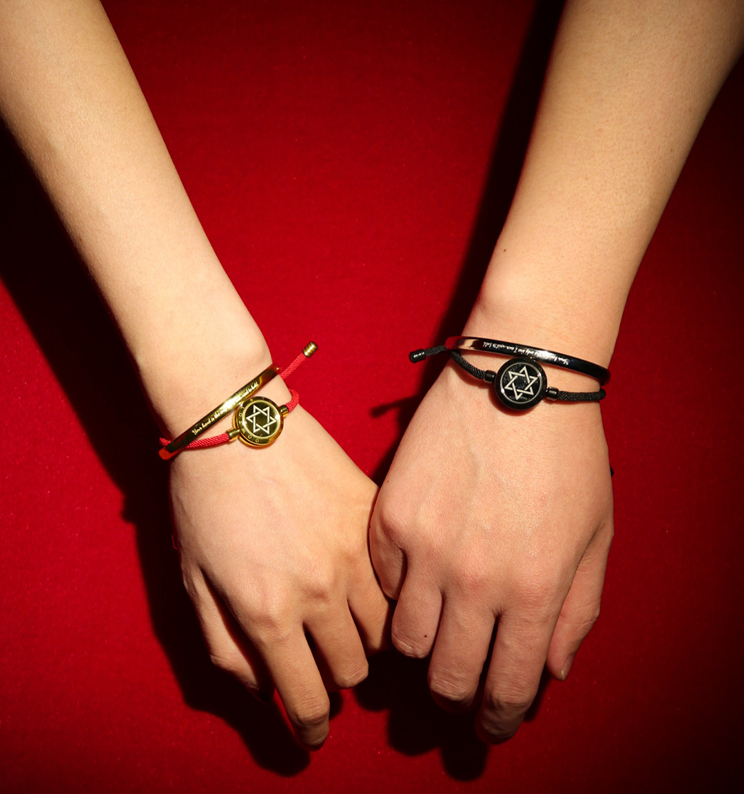 totwoo守护恋人智能手链情侣异地恋爱远程感应互动手环六芒星手镯