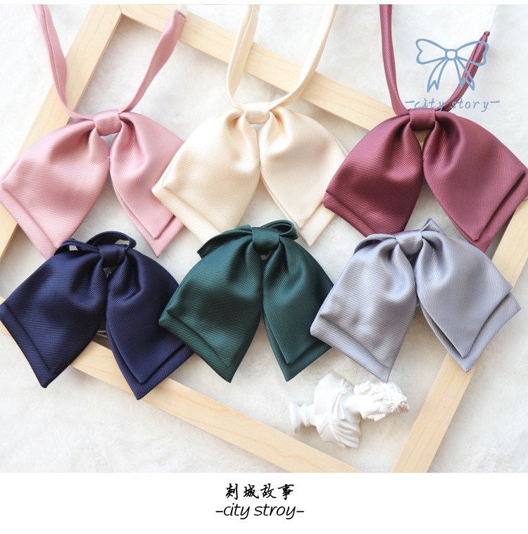【斜纹双层】jk纯色领结藕粉赤色绀色制服领花小物衬衫配饰蝴蝶结