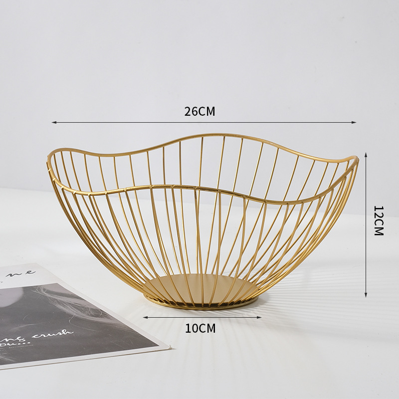 Metal Fruit Basket Wrought Iron Fruit Plate Nordic Instagram Style Home Storage Tool Snacks Storage Basket Geometric Storage Basket