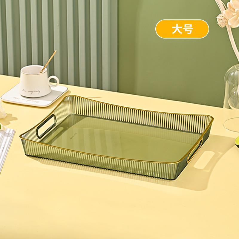 Light Luxury Tray Plastic Transparent Household Draining Teacup Water Cup Snack Tea Tray Rectangular Living Room Japanese Fruit Plate