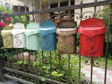 户外花园法式乡村铁艺杂货墙上装饰复古做旧信箱邮箱花店收纳挂件