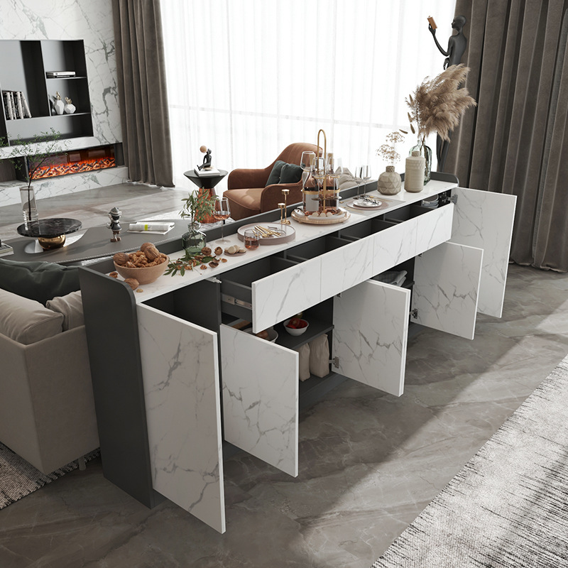 沙发背柜岩板餐边柜超薄30cm简约现代家用横厅后靠隔断柜窄型矮柜