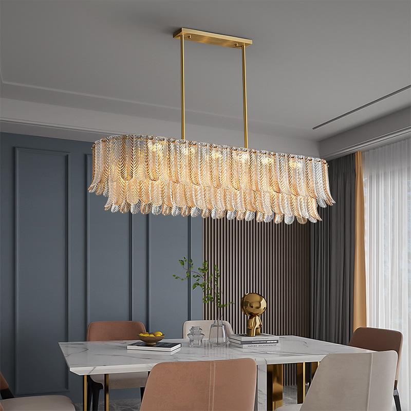 2023 New All-Copper Light Luxury Restaurant Chandelier Post-Modern Simple Elegant Villa Designer Internet Celebrity Lamp in the Living Room