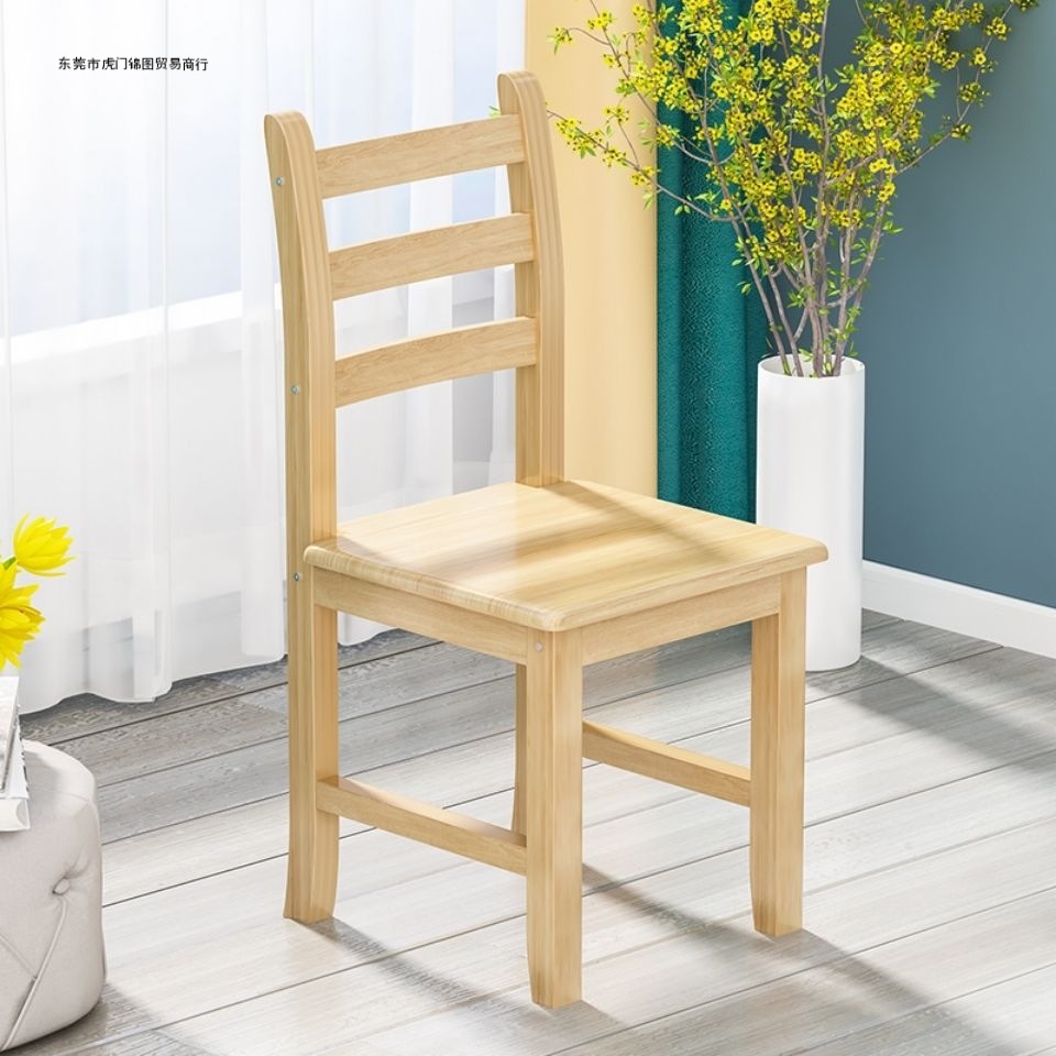 批发全实木白色餐椅靠背椅儿童椅现代简约家用松木凳子