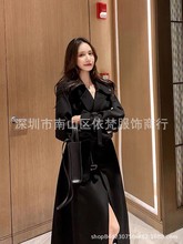 深圳南油高端女装欧美原单双排扣帅气干练时髦复古英伦风风衣外套