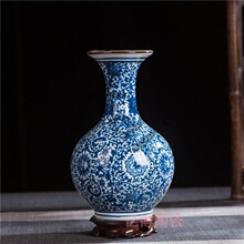 景德镇陶瓷器仿古典青花瓷古玩中号花瓶家居装饰品酒柜博古架佑宁