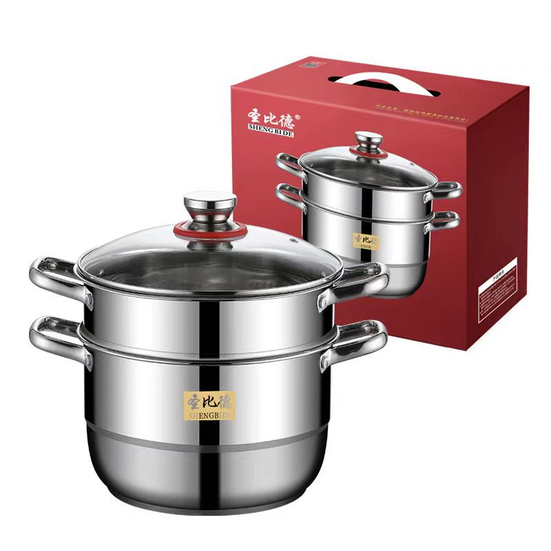 Unsatisfied Can Return Extra Thick Stainless Steel Household Cooking Pot Multi-Purpose Soup Pot Steamed Bread Induction Cooker Double-Layer Steamer