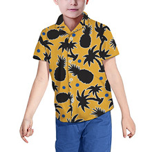 夏季碎花菠萝可爱儿童衬衫多彩pineapple短袖沙滩帅气开衫上衣