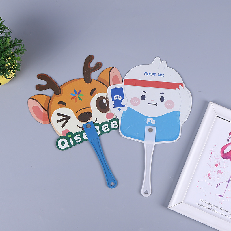 定制团扇广告扇扇子定做 PP扇七折连体扇印刷logo 卡通扇子厂家直