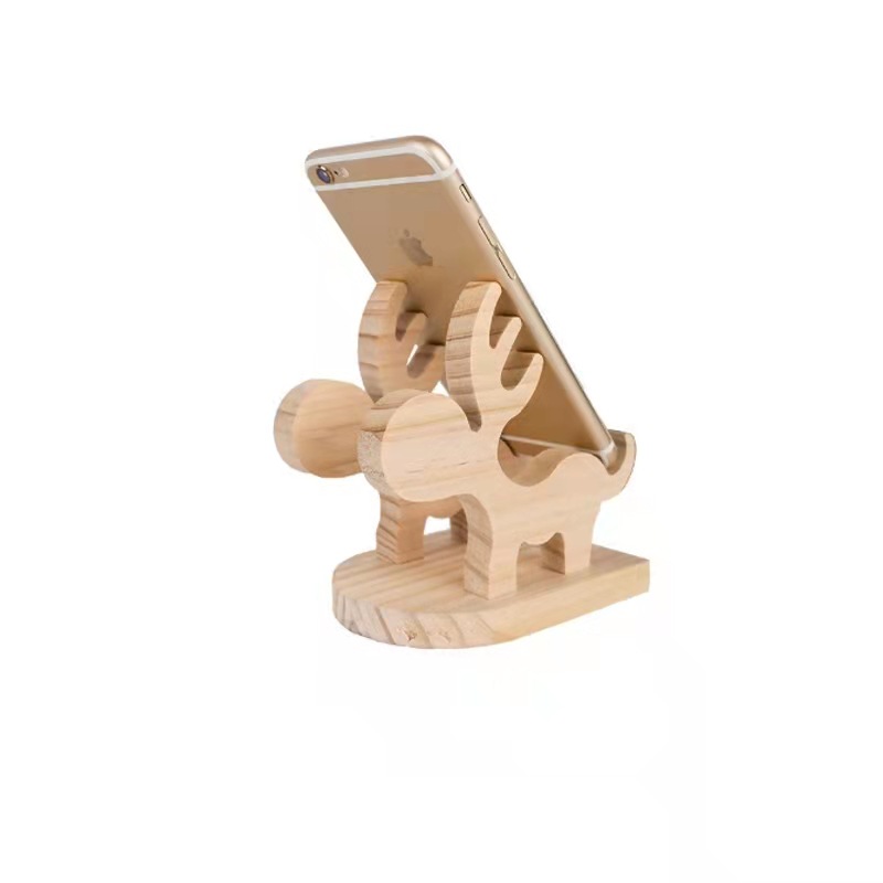 Wooden Animal-Shaped Mobile Phone Bracket iPad Lazy Bracket Desk Bedside Wooden Phone Bracket Base