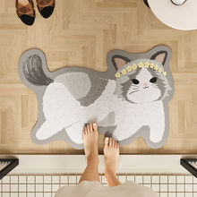 卫生间防滑脚垫卡通猫狗造型硅藻泥吸水软垫家用浴室门口进门地垫