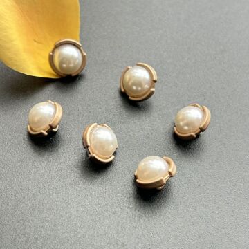 金属圆形金色珍珠纽扣女大衣毛衣仿珍珠扣子时装外套呢子纽扣装饰