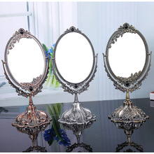 欧式金属双面复古化妆镜创意台镜结婚梳妆镜高清美容桌面公主镜子